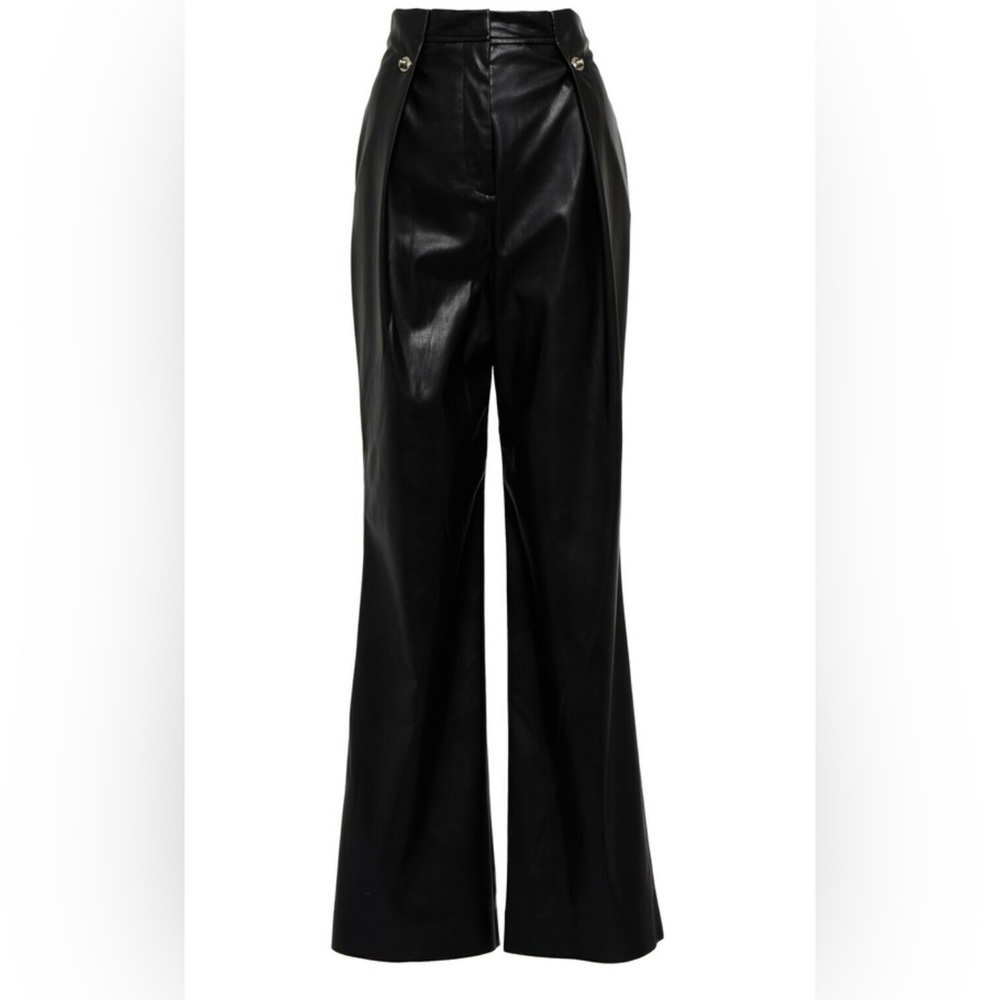 Jonathan Simkhai Vegan Leather Tara Black Wide-Leg Pants